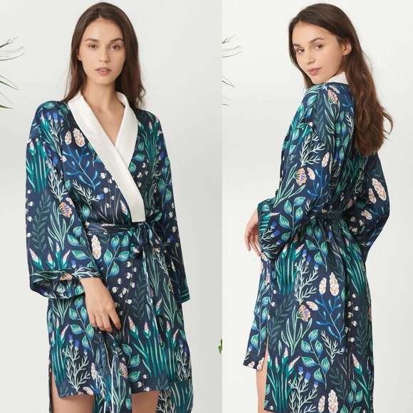 LILYSILK Other - LILYSILK | NWT! Womens Floral Printed Kimono Silk Robe Size: Small